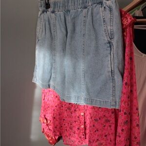 Madewell Denim Shorts | Elastic Waist Camper Shorts | Light Blue Denim